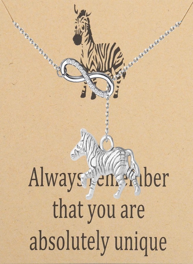 WUSUANED Zebra Lariat Necklace Always Remember You Are Unique Inspirational Quote Gifts Animal Lover Gifts for Zebra Lover - Image 1