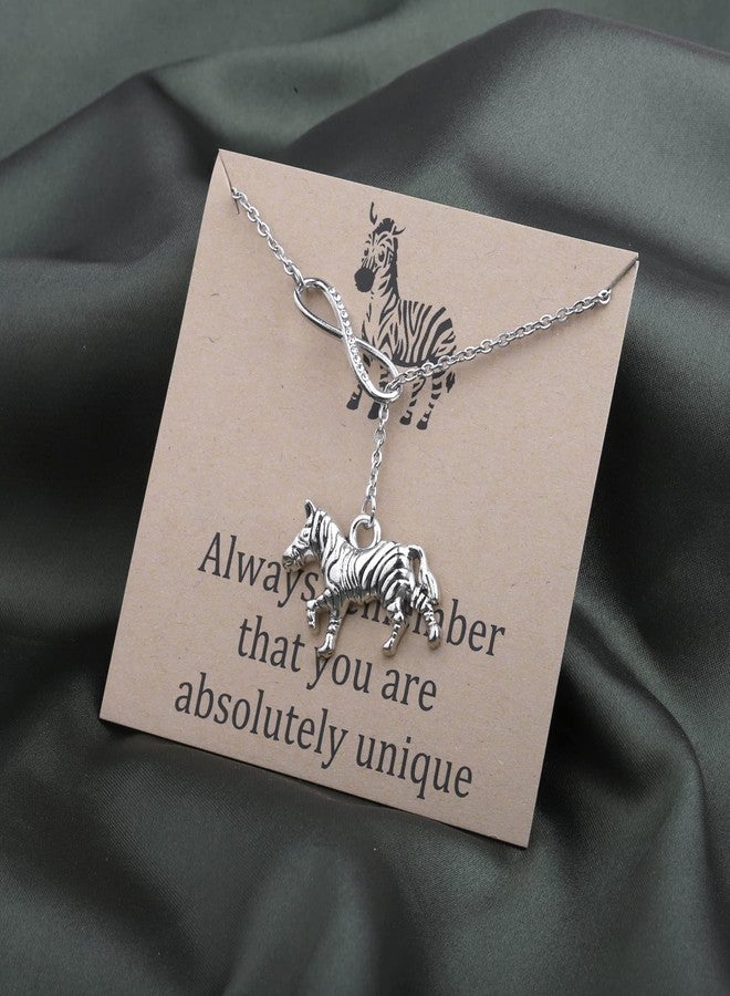 WUSUANED Zebra Lariat Necklace Always Remember You Are Unique Inspirational Quote Gifts Animal Lover Gifts for Zebra Lover - Image 3