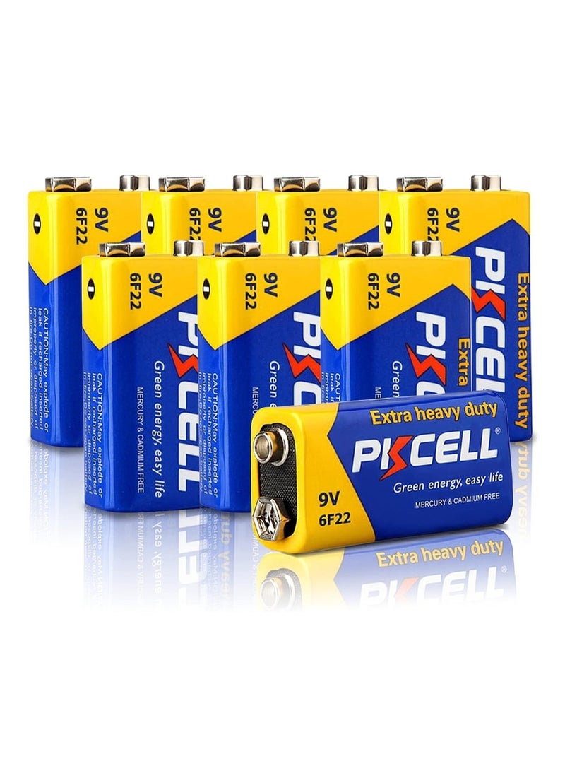 PKCELL 9V Batteries 6F22 High Performance Battery for Smoke Detectors,Remote Control Car,Pack of 8,PKCELL - Image 1