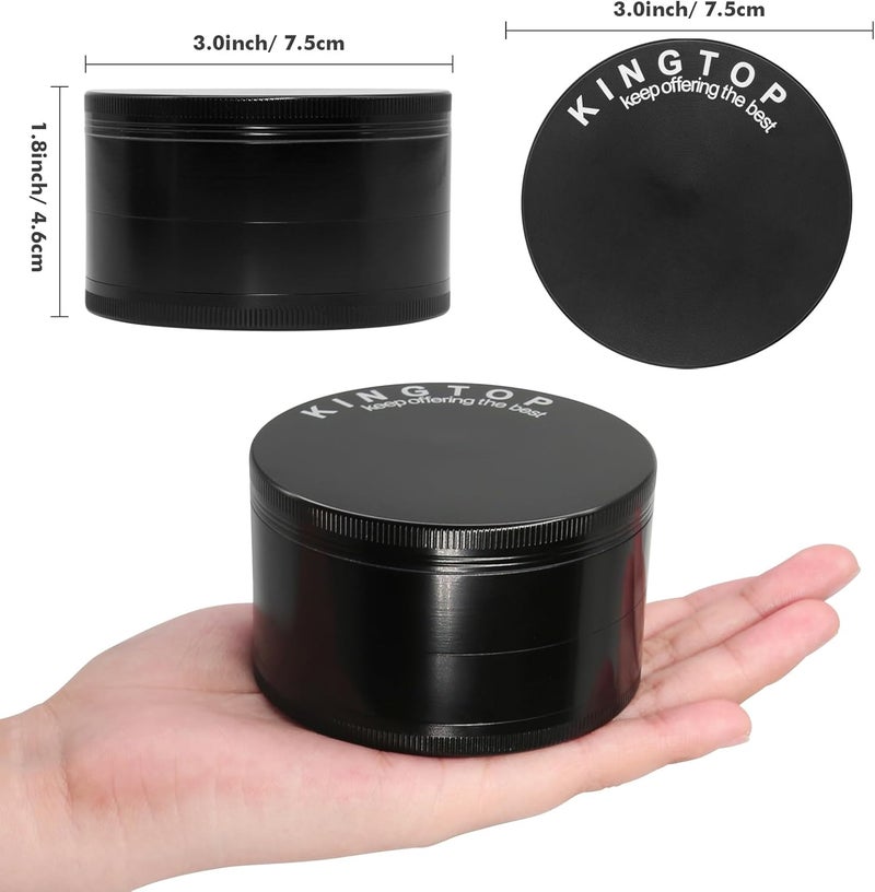 KINGTOP Grinder, Large 3" Spice Grinder (Midnight Black) - Image 2