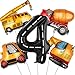 Tagberoy Construction Birthday Decorations 4 Year Old Large Construction Balloons 40Inch Racetrack Black Number 4 Balloons Construction Truck Foil Balloons for Boys 4th Construction Birthday Party Supplies - Image 2
