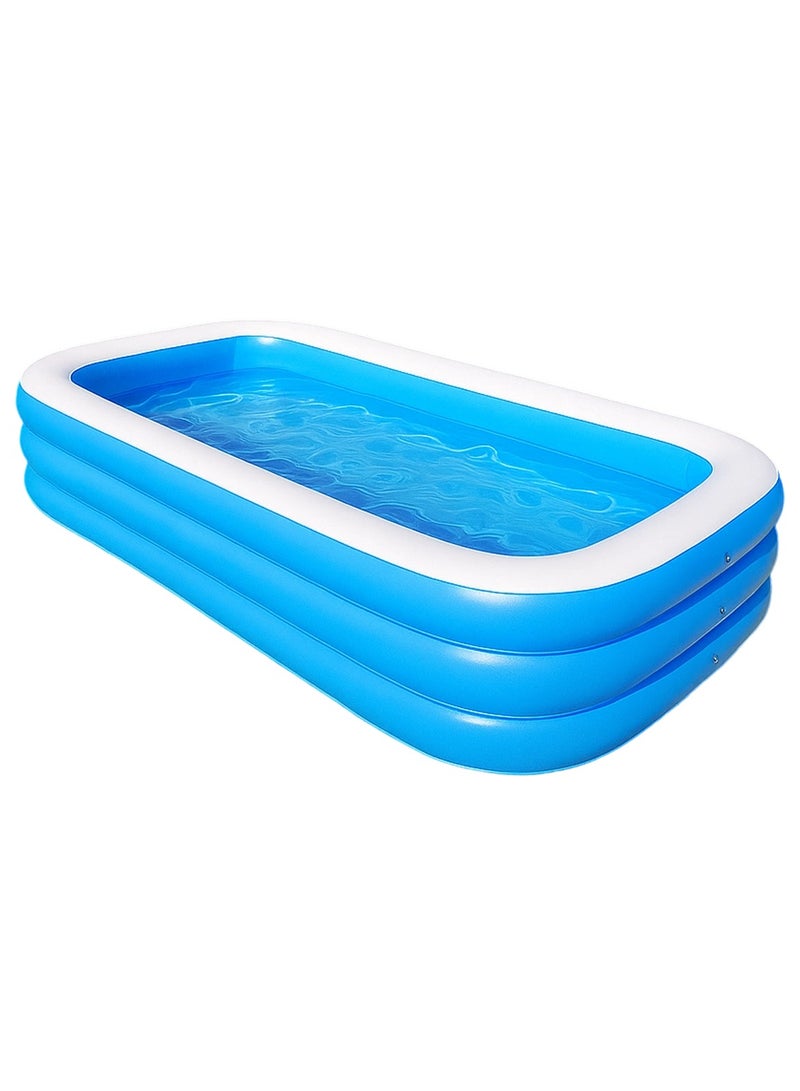 Blue Rectangular Inflatable Baby Pool, 210 x 135 x 54 cm, JR-8005 - Image 1