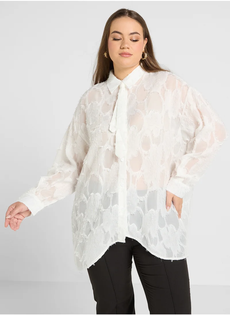 Ella Plus Slef Textured Button Down Top