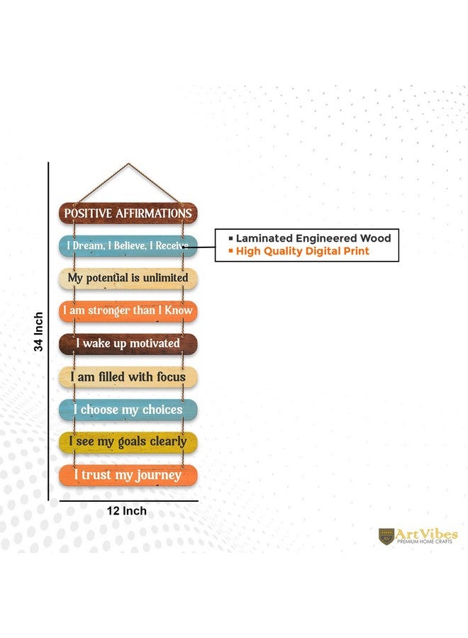 Artvibes Positive Affirmations Printed Wooden Wall Hanging for Home Decorative Items | Living Room | Gifts | Wall Artwork For Hall Decor | Modern Wall Decorative Accessories for Decoration (WH_9314N) - Image 5