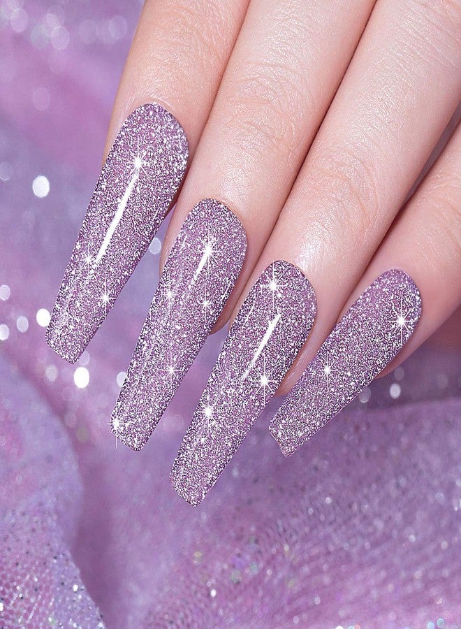 RARJSM Reflective Glitter Gel Polish, Light Purple Sparkle Gel Nailpolish Shiny Nail Art Varnish Manicure Clear Diamond Nailgel For Salon Home DIY U V L E D Cure RequiredRAR83 - Image 3