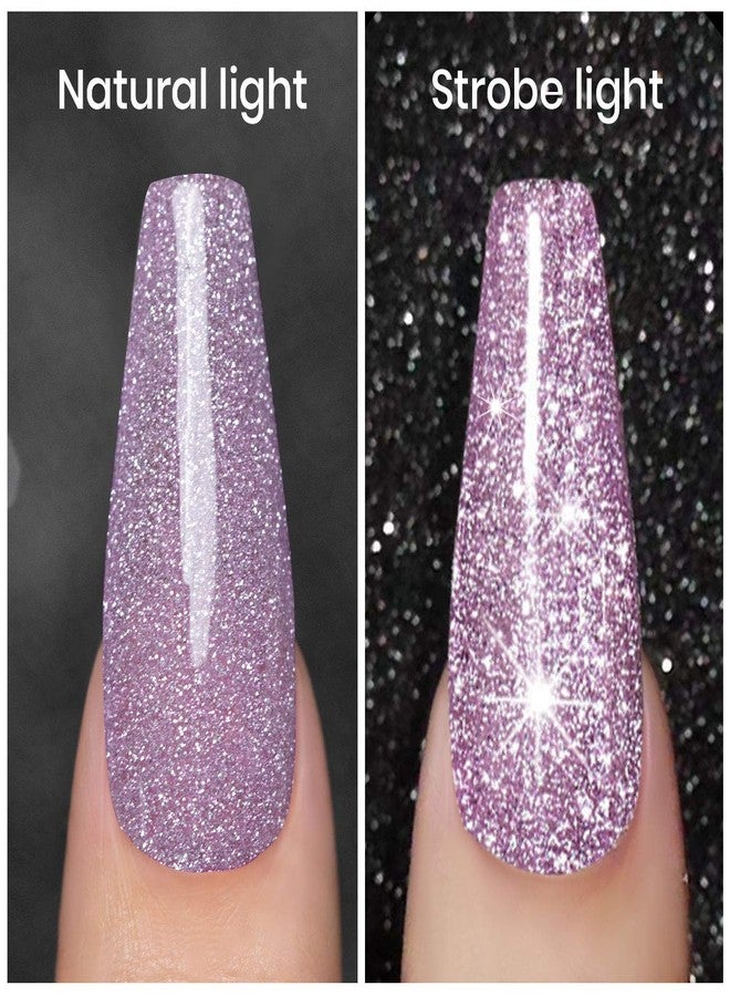 RARJSM Reflective Glitter Gel Polish, Light Purple Sparkle Gel Nailpolish Shiny Nail Art Varnish Manicure Clear Diamond Nailgel For Salon Home DIY U V L E D Cure RequiredRAR83 - Image 2
