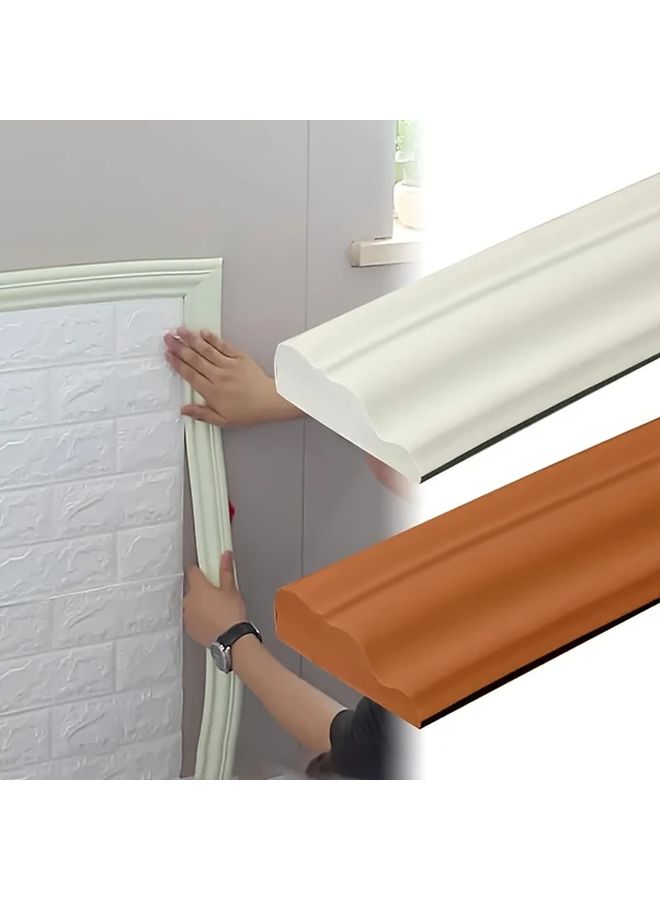 White Self Adhesive Waterproof Wall Border Sticker 1 Roll 78.74 Inch For DIY TV Background Wall Decor - Image 1