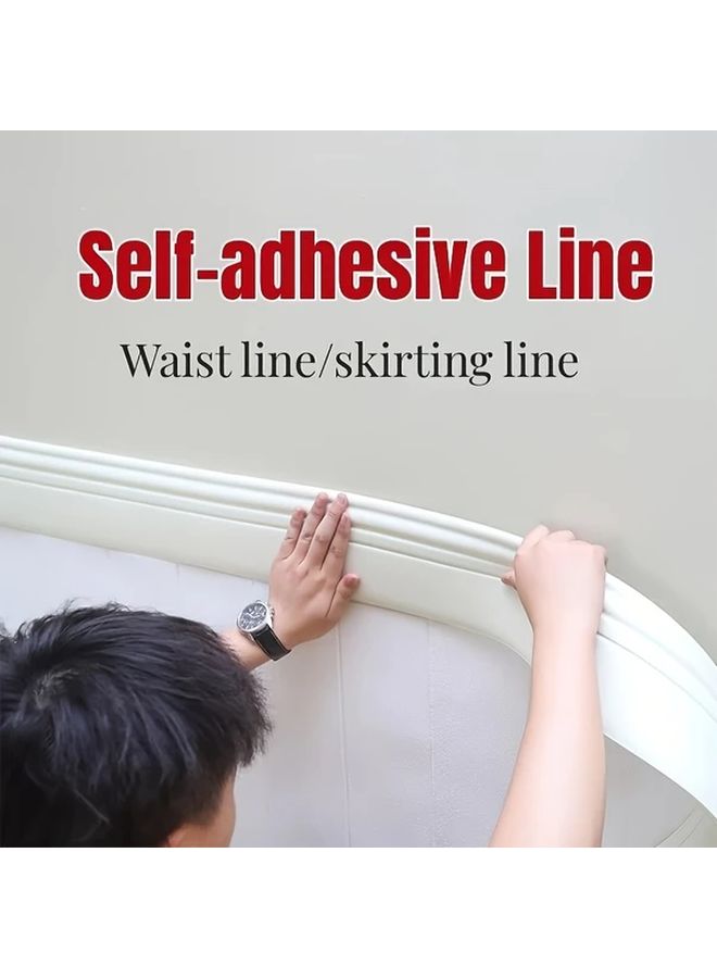 White Self Adhesive Waterproof Wall Border Sticker 1 Roll 78.74 Inch For DIY TV Background Wall Decor - Image 2