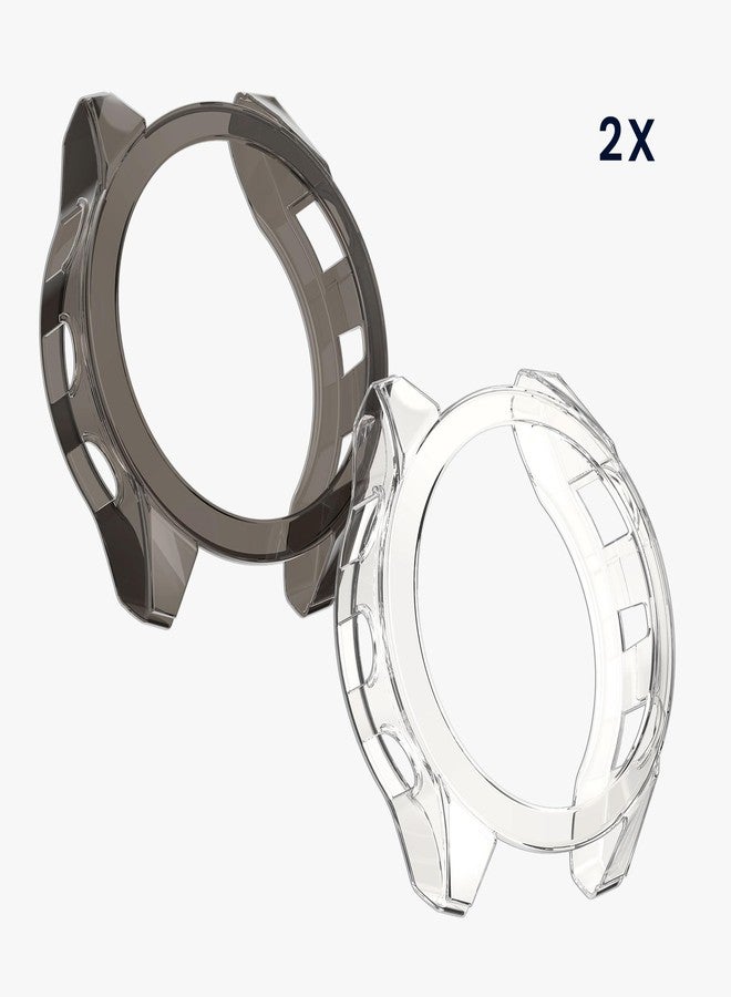 kwmobile Frame Cover Compatible with Garmin Fenix 8 51mm Cover (2-Pack) - Clear Silicone Case - Black/Transparent - Image 4