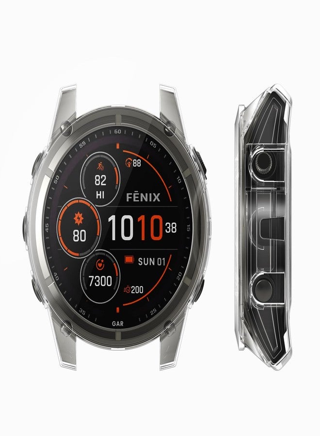 kwmobile Frame Cover Compatible with Garmin Fenix 8 51mm Cover (2-Pack) - Clear Silicone Case - Black/Transparent - Image 3