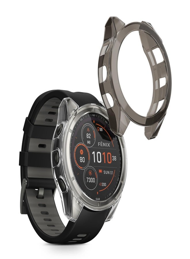 kwmobile Frame Cover Compatible with Garmin Fenix 8 51mm Cover (2-Pack) - Clear Silicone Case - Black/Transparent - Image 5