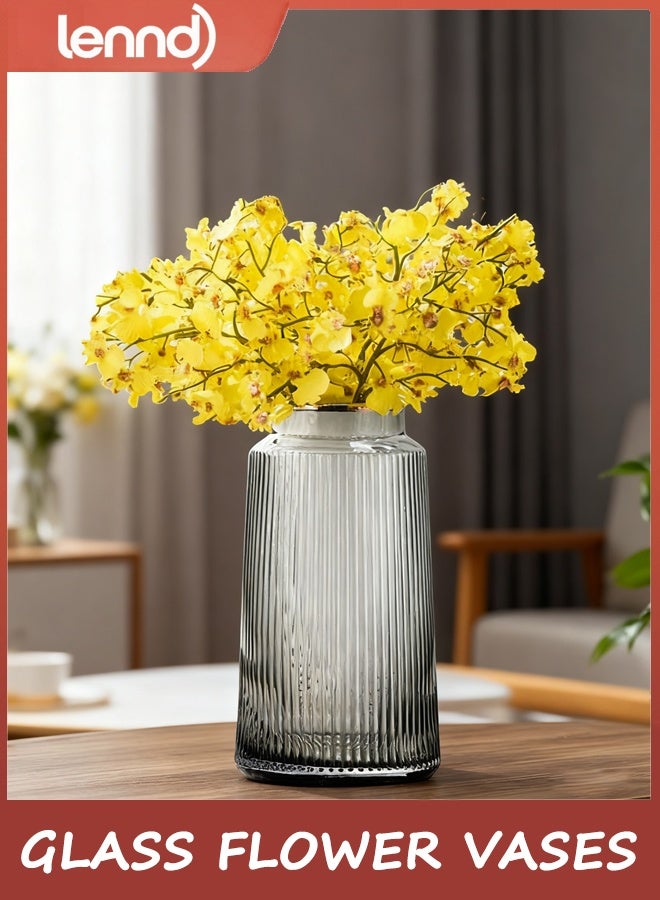 لينند زهرة شفافة زهرة طويلة سميكة كريستال زجاج زهرة زهرة لترتيب الزهور ديكور الزفاف المنزلي رمادي 25 سم - Image 5