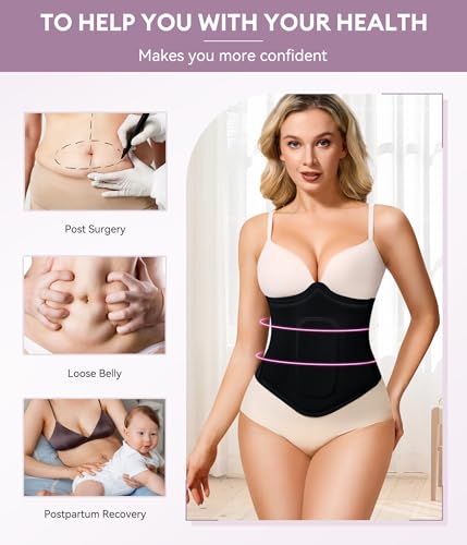 YERKOAD 360 Bbl Lipo Foam Ab Board Post Surgery Abdominal Compression Board Belly Lipo Wrap Recovery Waist Cincher (Black, Medium) - Image 4