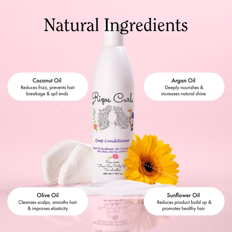 Rizos Curls مجموعة يوم غسل الشعر من ريزوس كيرلز - شامبو مرطب ومجموعة بلسم عميق مع زبدة الشيا لجميع أنماط الشعر 1a-4c - ينظف بلطف، يرطب، ينعّم ويضيف لمعة - خالي من الكبريتات والبارابين - Image 5