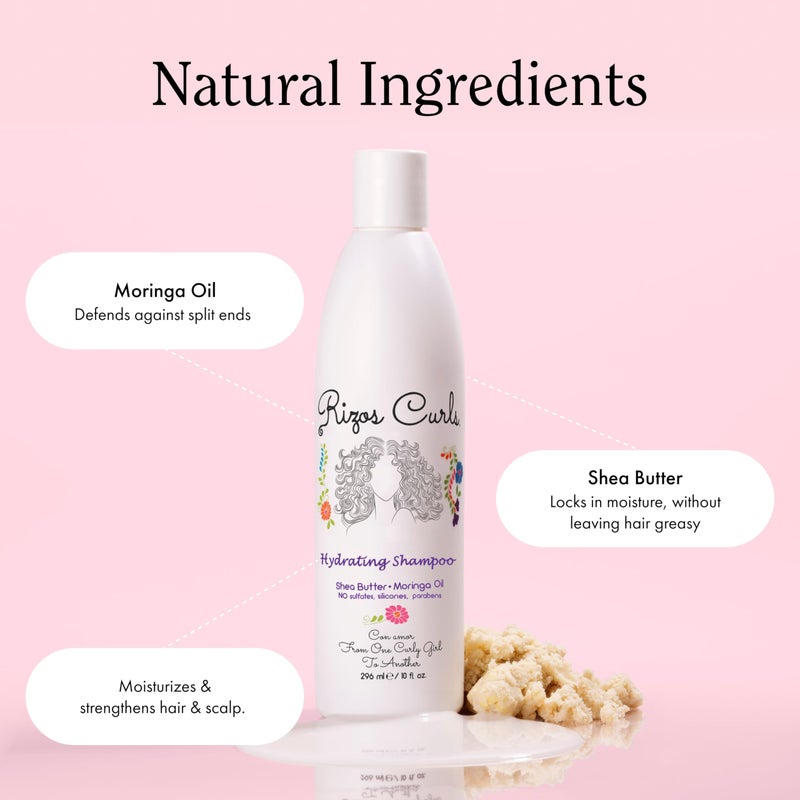 Rizos Curls مجموعة يوم غسل الشعر من ريزوس كيرلز - شامبو مرطب ومجموعة بلسم عميق مع زبدة الشيا لجميع أنماط الشعر 1a-4c - ينظف بلطف، يرطب، ينعّم ويضيف لمعة - خالي من الكبريتات والبارابين - Image 3
