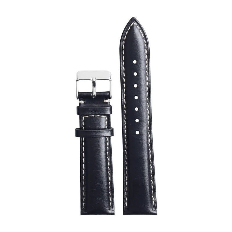 Bluejw Vintage Replacement Leather Watch Strap – Genuine Leather Watch Band with Orange Stitching for Men, Compatible with Standard Watch Lugs - Image 1