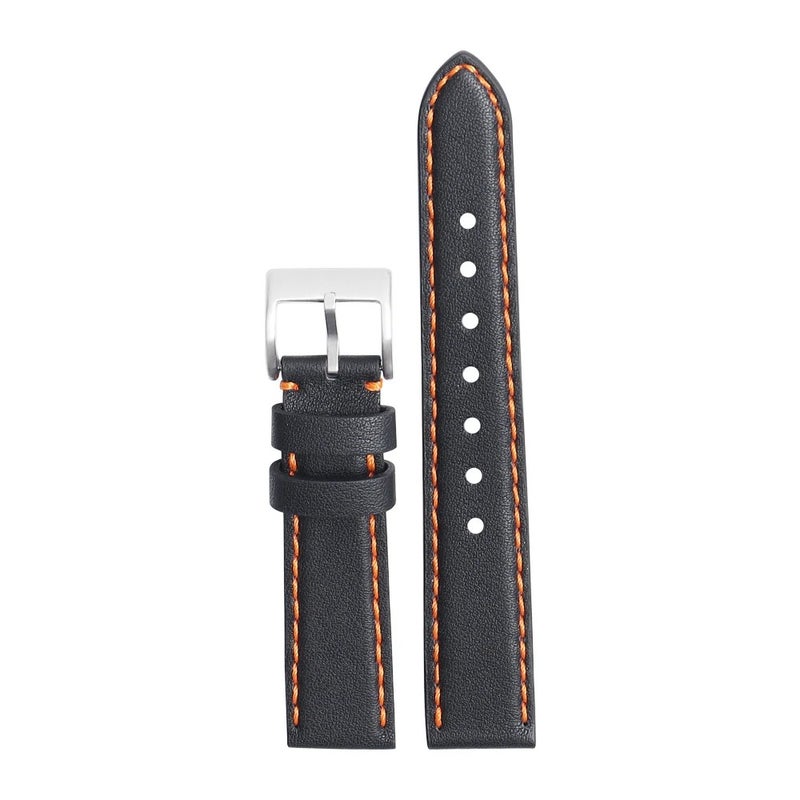 Bluejw Vintage Replacement Leather Watch Strap – Genuine Leather Watch Band with Orange Stitching for Men, Compatible with Standard Watch Lugs - Image 2