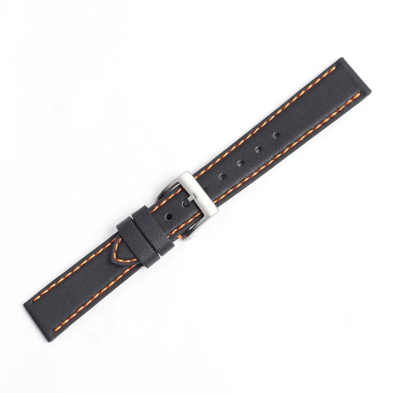 Bluejw Vintage Replacement Leather Watch Strap – Genuine Leather Watch Band with Orange Stitching for Men, Compatible with Standard Watch Lugs - Image 4