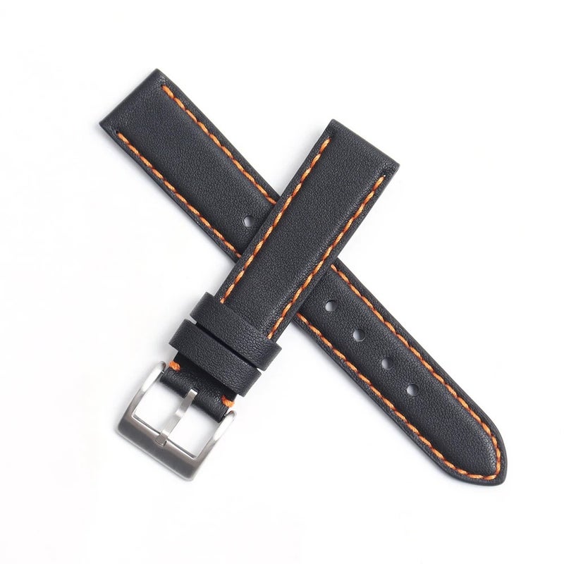 Bluejw Vintage Replacement Leather Watch Strap – Genuine Leather Watch Band with Orange Stitching for Men, Compatible with Standard Watch Lugs - Image 5