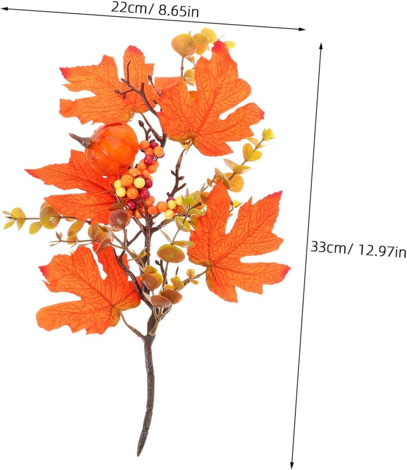2pcs Artificial Pumpkin Leaf Branches for Home Decor Fall Decorations for Thanksgiving and Halloween Rustic Farmhouse Style for Floral Arrangements and - Image 4