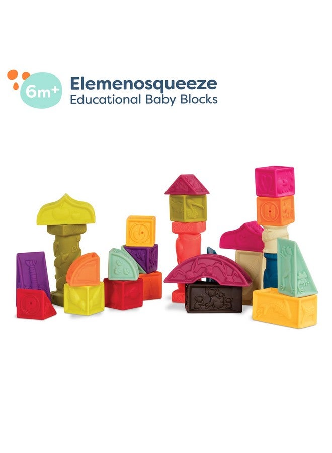 B. Toys ب. ألعاب - ب. بيبي - إليمنوسكويز - كتل الأطفال - 26 كتلة ناعمة للتصنيف والتكديس مع الحروف الأبجدية - كتل بناء معمارية - أشكال، حروف وحيوانات - 6 أشهر وما فوق - Image 2