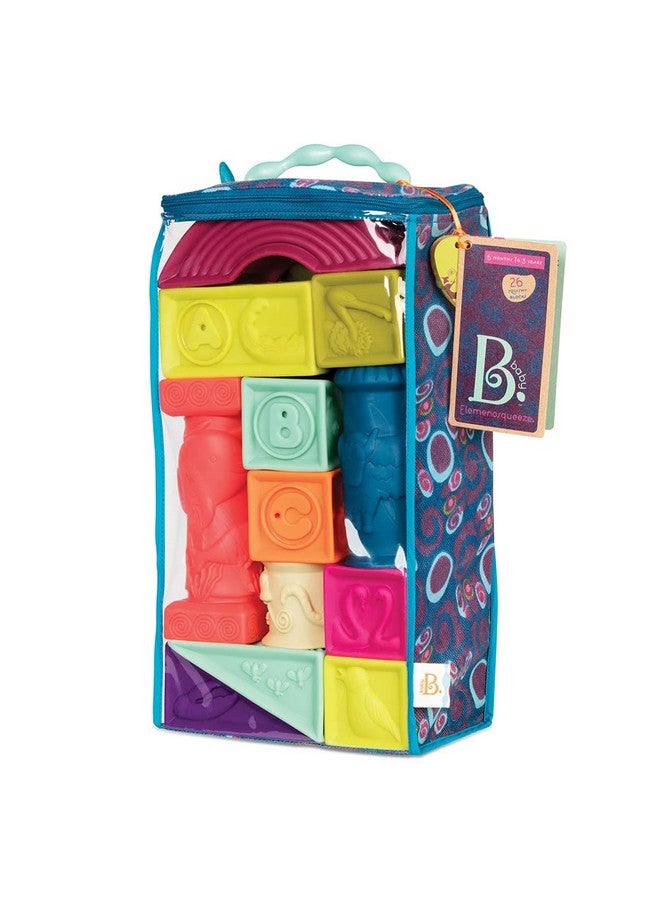 B. Toys ب. ألعاب - ب. بيبي - إليمنوسكويز - كتل الأطفال - 26 كتلة ناعمة للتصنيف والتكديس مع الحروف الأبجدية - كتل بناء معمارية - أشكال، حروف وحيوانات - 6 أشهر وما فوق - Image 3