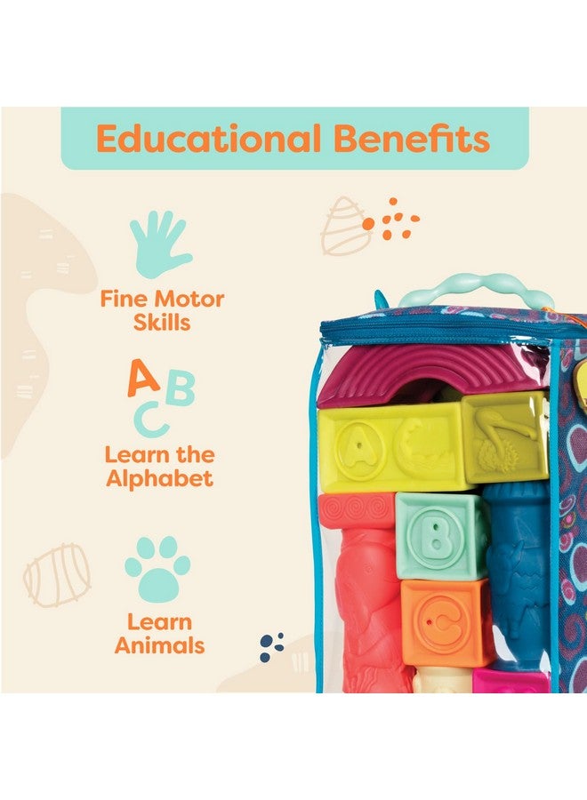 B. Toys ب. ألعاب - ب. بيبي - إليمنوسكويز - كتل الأطفال - 26 كتلة ناعمة للتصنيف والتكديس مع الحروف الأبجدية - كتل بناء معمارية - أشكال، حروف وحيوانات - 6 أشهر وما فوق - Image 4