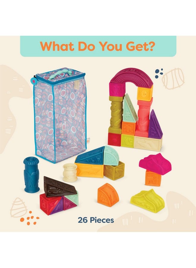 B. Toys ب. ألعاب - ب. بيبي - إليمنوسكويز - كتل الأطفال - 26 كتلة ناعمة للتصنيف والتكديس مع الحروف الأبجدية - كتل بناء معمارية - أشكال، حروف وحيوانات - 6 أشهر وما فوق - Image 5