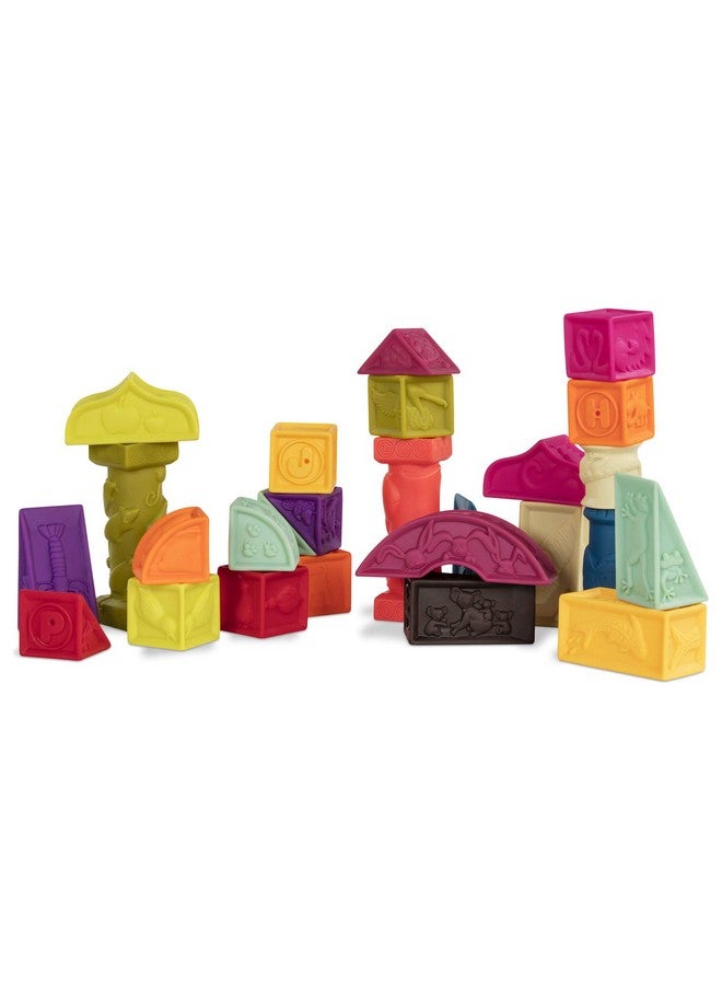 B. Toys ب. ألعاب - ب. بيبي - إليمنوسكويز - كتل الأطفال - 26 كتلة ناعمة للتصنيف والتكديس مع الحروف الأبجدية - كتل بناء معمارية - أشكال، حروف وحيوانات - 6 أشهر وما فوق - Image 1