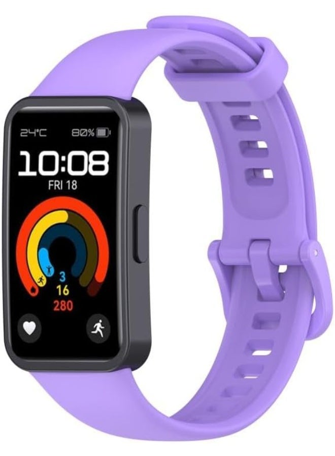 Soft silicone strap, waterproof, breathable, adjustable replacement sports band compatible with Huawei Band 8 and Band 9 - lavndar - Image 2