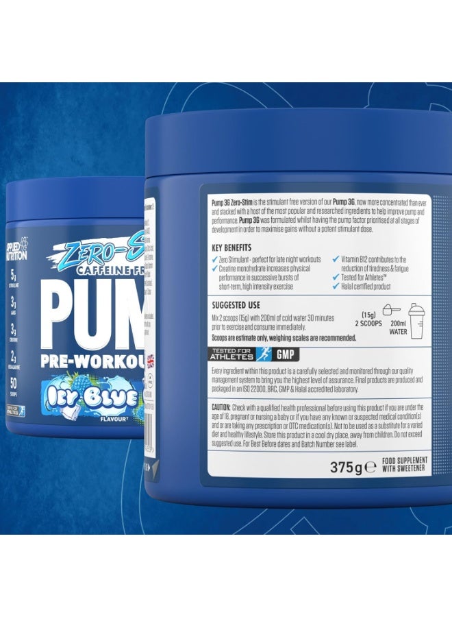 Applied Nutrition Pump Pre-Workout 3G 375G Icy Blue Razz Flavor 25 Serving - Image 3