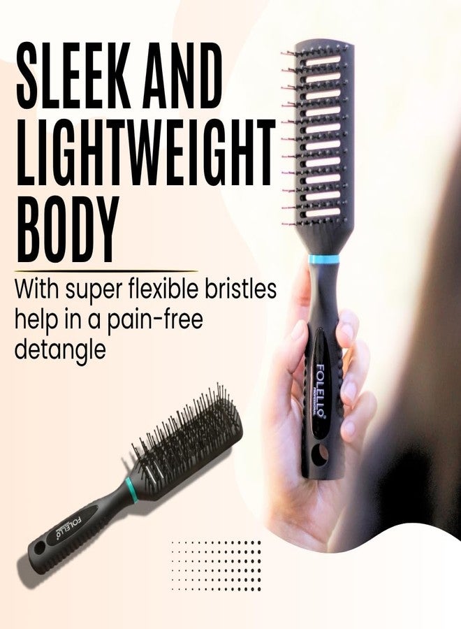 FOLELLO - Professional Vent Hair Styling Brush for Blow Drying & Detangling - Ergonomic Handle Design & Comfortable Grip Hair Comb - Suitable for Women, Men and Children - Image 4