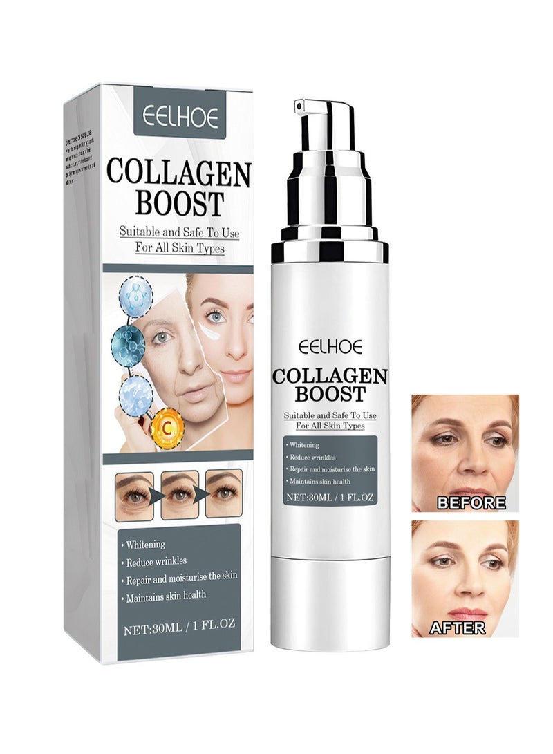 إيلهو سيروم تعزيز الكولاجين للوجه، خلاصة فعالة لمكافحة الشيخوخة للوجه لتفتيح لون البشرة وتقليل التجاعيد، مرطب مغذي للوجه للعناية بالبشرة، 30 مل - Image 1