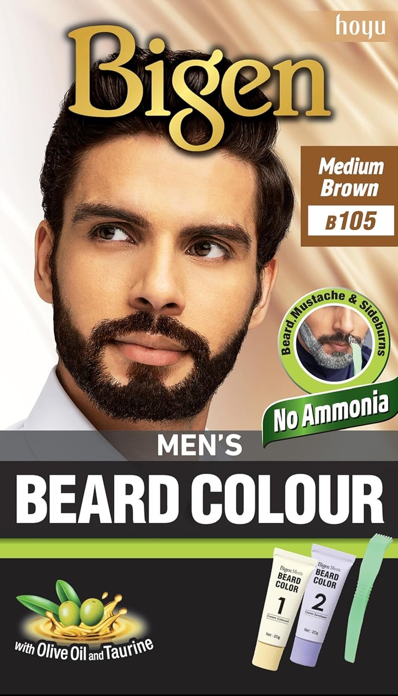 Bigen Men's No Ammonia Beard Color - Medium Brown B105 - Image 1