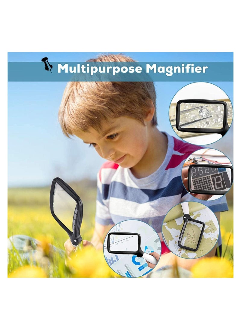 SYOSI - Folding Handheld Magnifying Glass with Light, 3X Large Rectangle Reading Magnifier with Dimmable LED for Seniors with Macular Degeneration, Newspaper, Small Print, Low Visions - Image 1