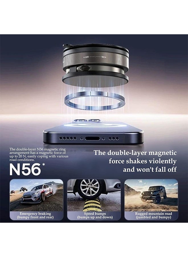 2025 Upgraded Smart Magnetic Phone Holder (Sleek Black)  360° Rotating Foldable Dashboard Suction Cup Holder with N56 Strong MagnetDual Locking Anti-Shake Tri-Fold Metal Base Strong Magnetic Car/Gym Dual Use Vacuum Suction for All Vehicle Models car mobile holder phone mount car car mobile holder - Image 3