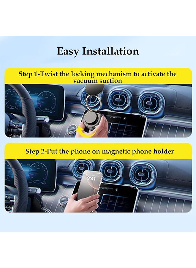 2025 Upgraded Smart Magnetic Phone Holder (Sleek Black)  360° Rotating Foldable Dashboard Suction Cup Holder with N56 Strong MagnetDual Locking Anti-Shake Tri-Fold Metal Base Strong Magnetic Car/Gym Dual Use Vacuum Suction for All Vehicle Models car mobile holder phone mount car car mobile holder - Image 4