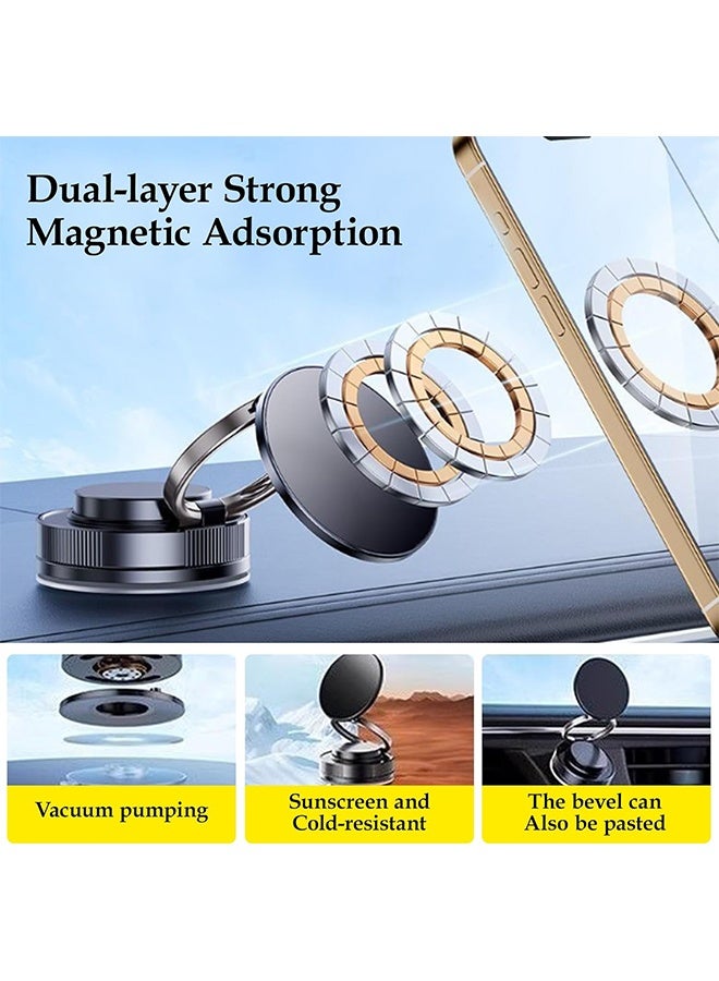 2025 Upgraded Smart Magnetic Phone Holder (Sleek Black)  360° Rotating Foldable Dashboard Suction Cup Holder with N56 Strong MagnetDual Locking Anti-Shake Tri-Fold Metal Base Strong Magnetic Car/Gym Dual Use Vacuum Suction for All Vehicle Models car mobile holder phone mount car car mobile holder - Image 5