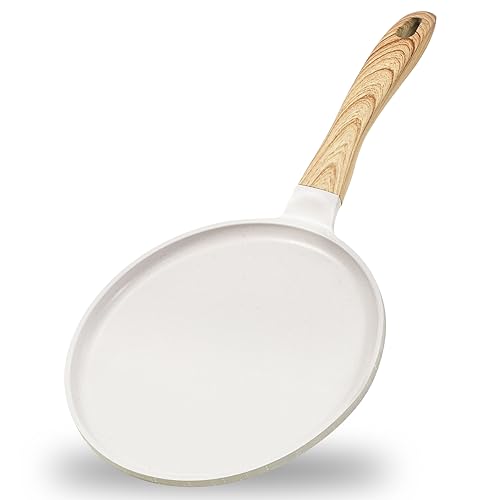 JEETEE Crepe Pan Nonstick 11 Inch Comales Para Tortillas Griddle Pan for Stove Top Granite Coating Flat Pancake Pan Dosa Tawa PFOA FREE and Induction Compatible Beige - Image 1