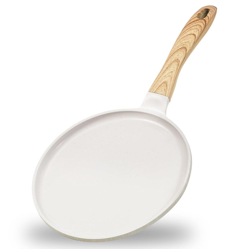 JEETEE Crepe Pan Nonstick 11 Inch Comales Para Tortillas Griddle Pan for Stove Top Granite Coating Flat Pancake Pan Dosa Tawa PFOA FREE and Induction Compatible Beige - Image 2