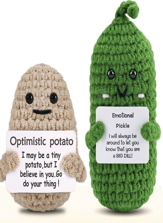 PinCute 2PCS Emotional Crochet Potato Pickle Unique Christmas Stocking Stuffers Birthday Gifts for Her/Him/Women/Men: Mom Dad Wife Husband Friend Coworker Cute Funny Gag Gifts, Home Office Desk Decor - Image 1