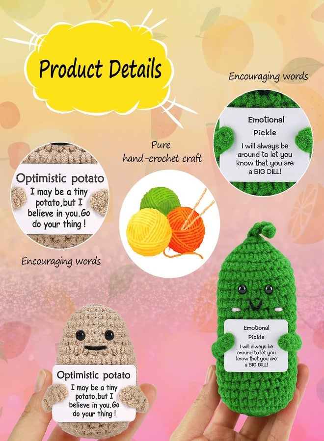 PinCute 2PCS Emotional Crochet Potato Pickle Unique Christmas Stocking Stuffers Birthday Gifts for Her/Him/Women/Men: Mom Dad Wife Husband Friend Coworker Cute Funny Gag Gifts, Home Office Desk Decor - Image 4