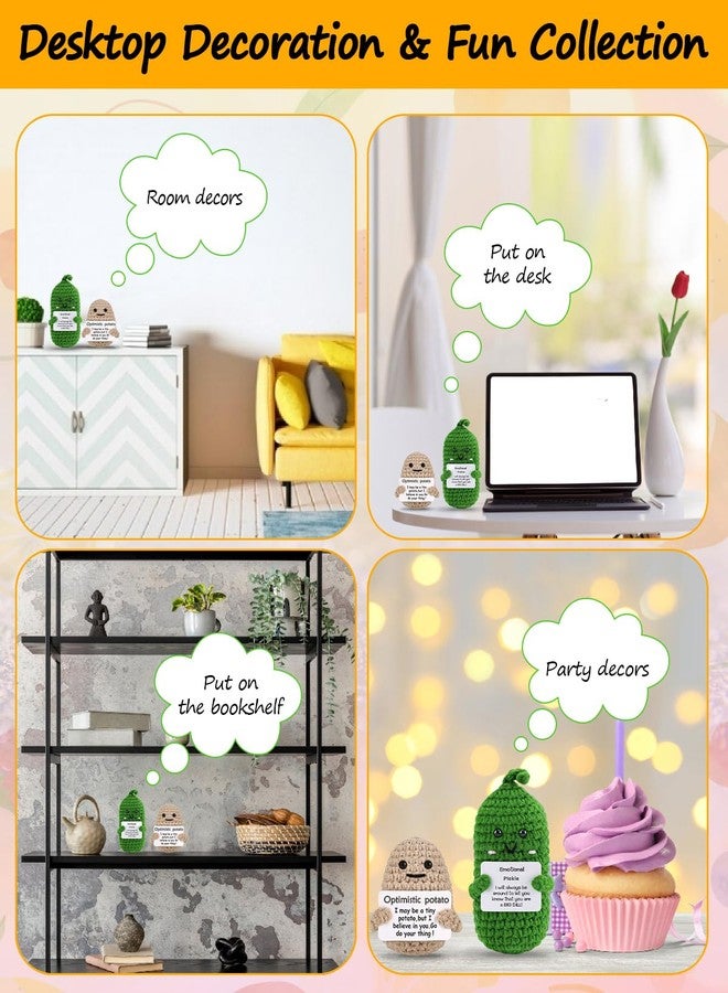 PinCute 2PCS Emotional Crochet Potato Pickle Unique Christmas Stocking Stuffers Birthday Gifts for Her/Him/Women/Men: Mom Dad Wife Husband Friend Coworker Cute Funny Gag Gifts, Home Office Desk Decor - Image 5
