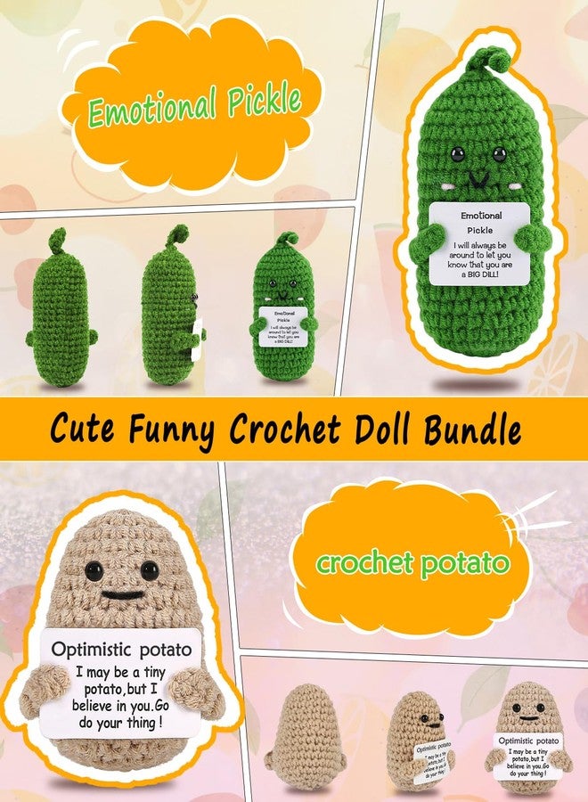 PinCute 2PCS Emotional Crochet Potato Pickle Unique Christmas Stocking Stuffers Birthday Gifts for Her/Him/Women/Men: Mom Dad Wife Husband Friend Coworker Cute Funny Gag Gifts, Home Office Desk Decor - Image 2