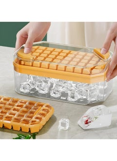 Generic 50 Cubes Large Ice Cube Tray with Shovel, Household Food-Grade Ice Press Tray, Ice Storage Box, Quick Release Ice Cube Maker for Refrigerator - Orange  - Image 2