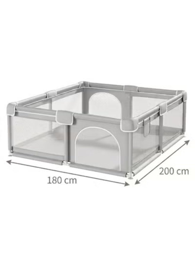 ORIONMAX Baby Playpen for Babies & Toddlers, Extra Large Baby Play Yard with 50 Balls, Safety Baby Fence Play Area, Portable Playpen with Breathable Mesh, Non-Slip Suction Cups for Indoor & Outdoor (Grey, 180x200cm) - Image 2