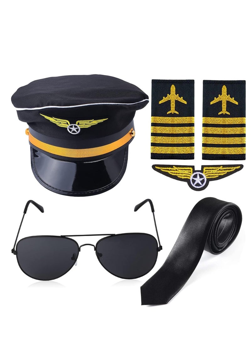 SYOSI - Sailor Pilot Captain Hat Costume Accessory with Aviator Sunglasses Badge for Adults and Teens Halloween Party Supplies Dress Up - Image 1
