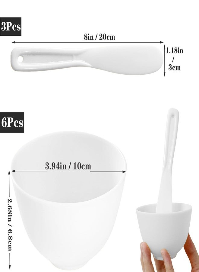 Bigwinyep 9Pcs Silicone Facial Mask Bowl DIY Face Mask Mixing Bowl for Home Salon Spa Face Skin Applicator Bowl with Stir Sticks, White - Image 2