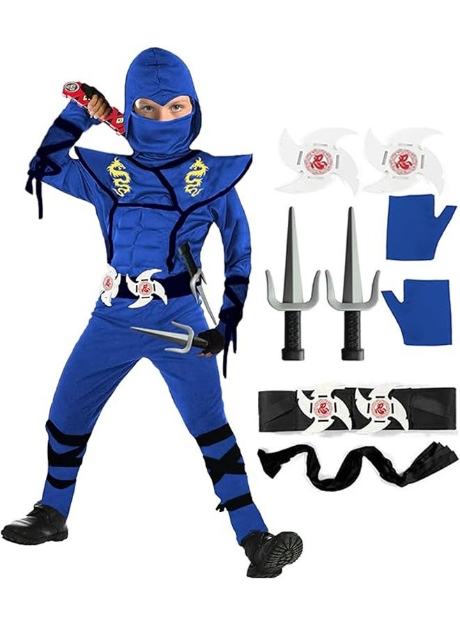 Kids Ninja Costumes Set Halloween Ninja Cosplay Costume with Luxury Ninjas Accessories Toys for Boys Halloween Cosplay, Stage Performances & Anime-Themed Events M - Image 2