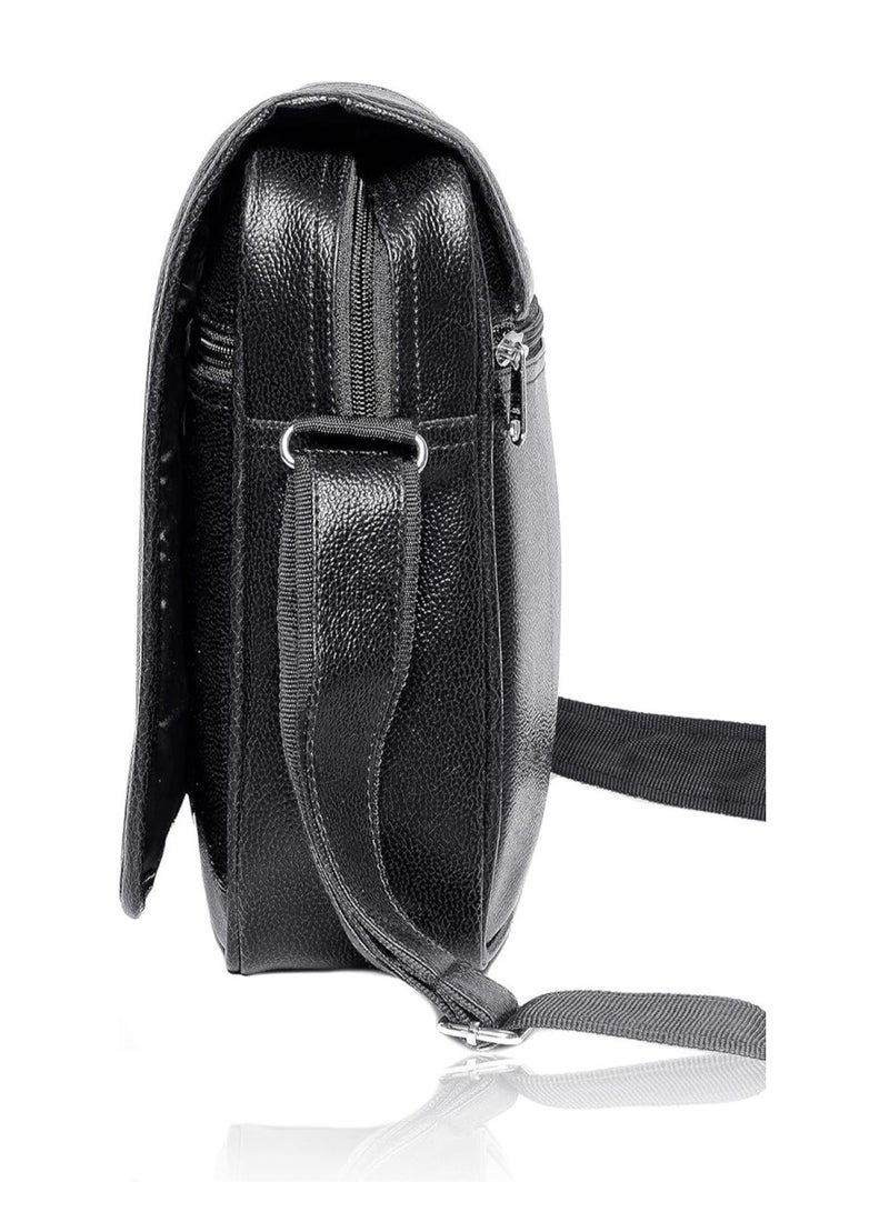Bagneeds Crossbody Synthetic Leather Unisex Sling Bag for Multi-Purpose use | Black |  - Image 4